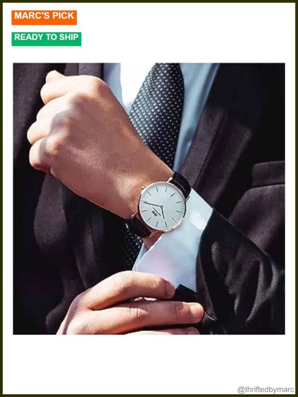 36mm-40mm Leather Strap Men's Wrist Watch